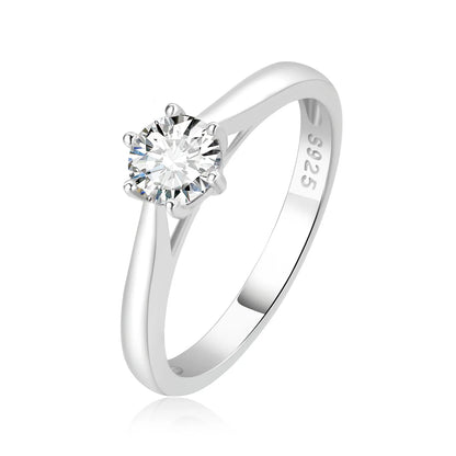Moissanite D Color 0.5ct 1ct 2ct Round Cut S925 Sterling Silver Solitaire Wedding Engagement Ring for Women