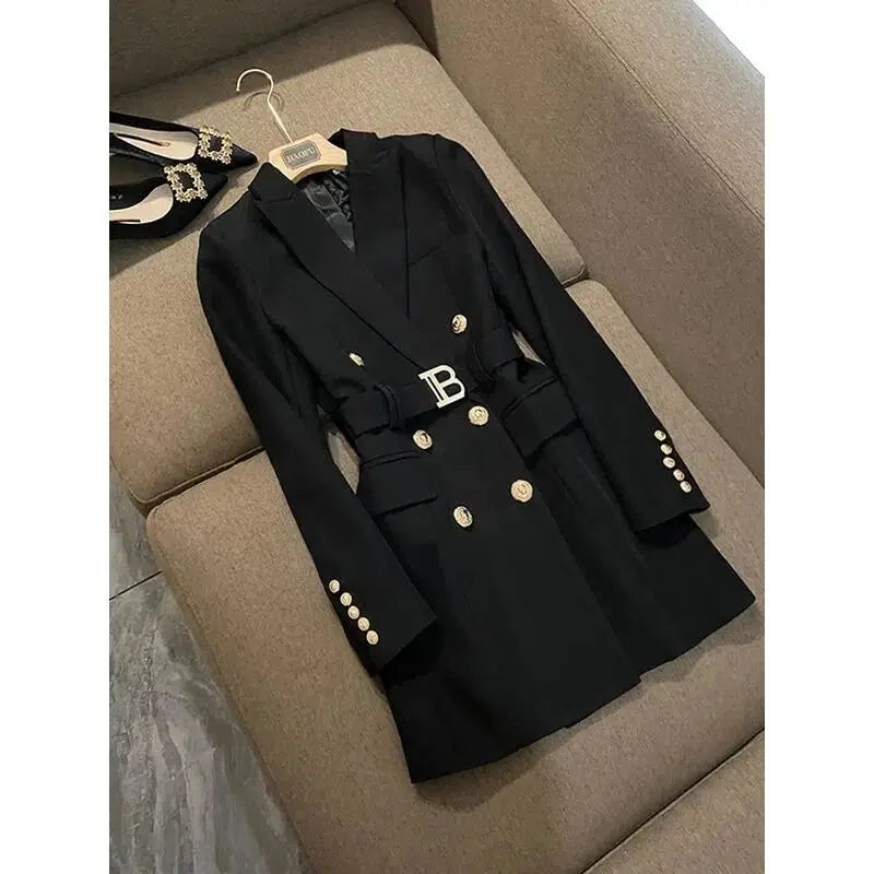 Design Sense Niche Waist Skirt Small Man Medium Length Celebrity Suit Dress Female Superior Sense of Temperament Balmain 2024