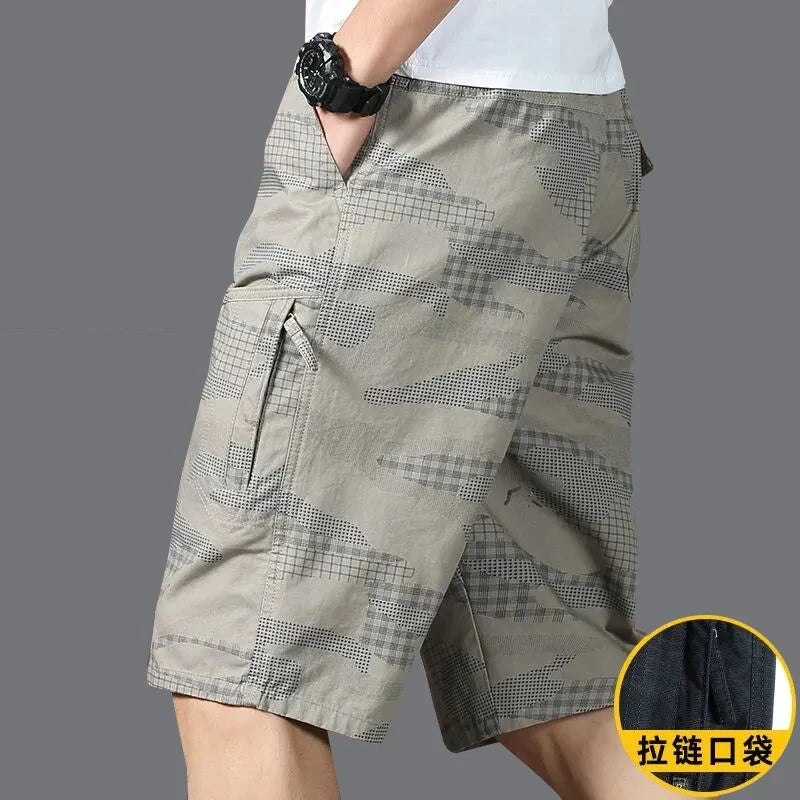Men's Cropped Pants Cargo Shorts Big Size Below Knee Shorts Sports Short Pants Streetwear Hip Hop Straight Loose Pants