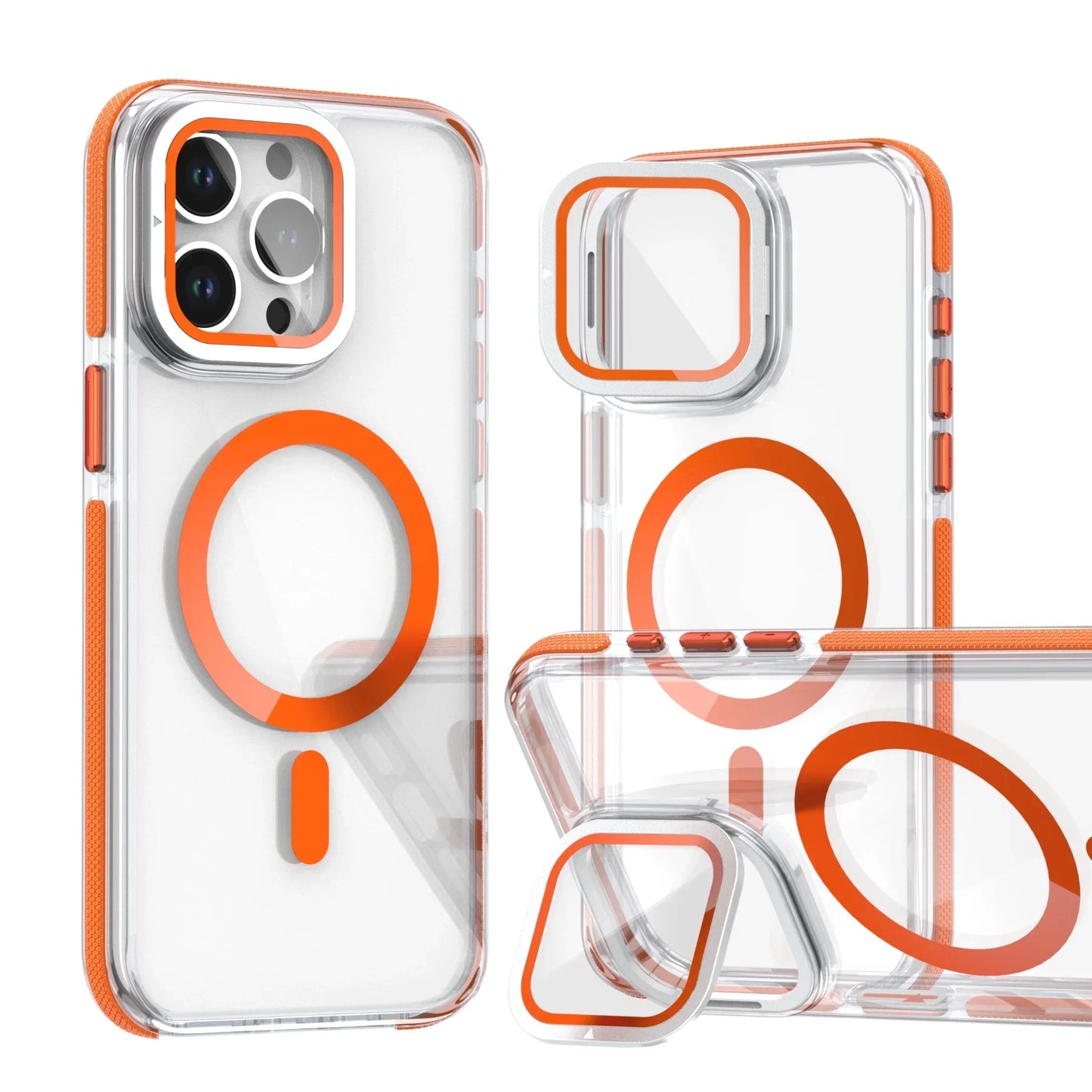 Camera Protector Stand Magnetic Phone Case for Magsafe iPhone 16 15 14 Pro Max Plus 13 12 11 Cases Clear Shockproof Hard Cover