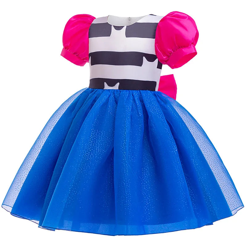 Kids Girls Cartoon Cats Cosplay Princess Dress Children Puff Sleeve Bow Tulle Gown For Carnival Halloween Birthday Party Outfit