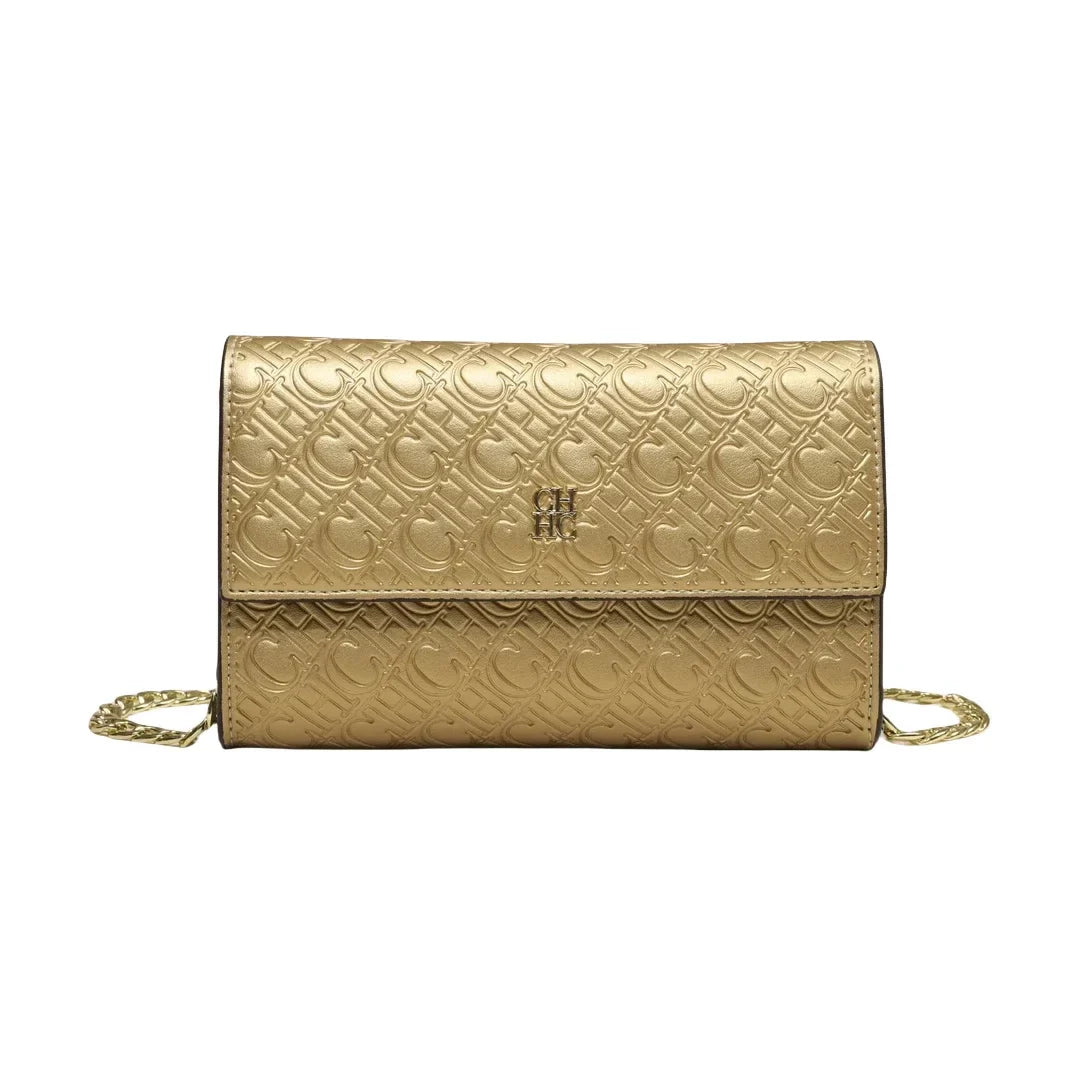 Crossbody Bag Embossed Logo Chain Shoulder Bag Flap Handbag For Women Daily Use Party Night Out Shopping Travel Casual