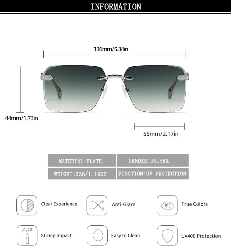 2024 Fashion Sunglasses For Men Luxe Rimless Sunglasses Women Trendy Vintage Glasses Lunette Soleil Femme Gafas De Sol Hombre
