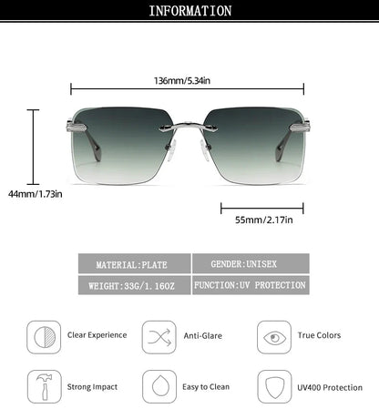 2024 Fashion Sunglasses For Men Luxe Rimless Sunglasses Women Trendy Vintage Glasses Lunette Soleil Femme Gafas De Sol Hombre