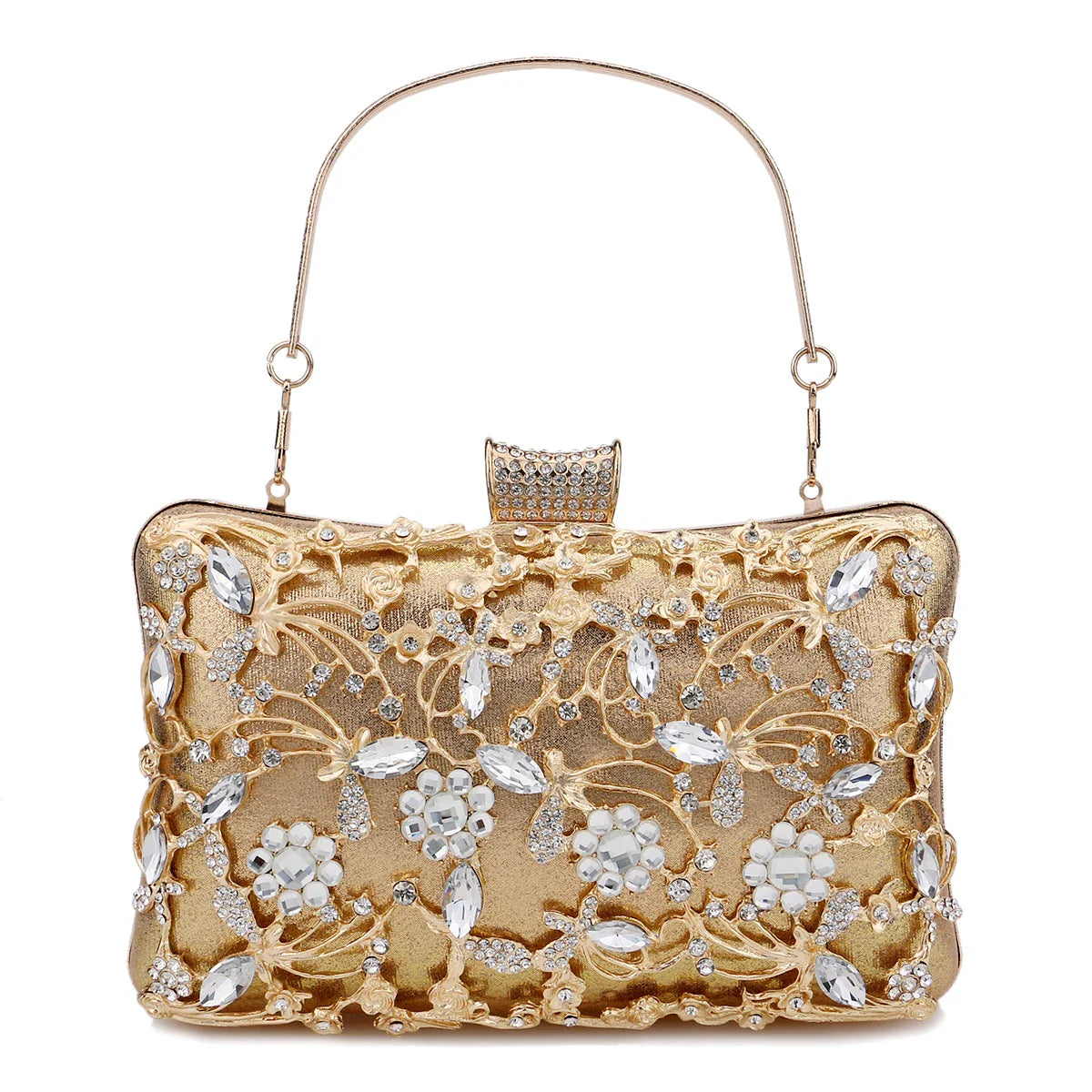 New Arrival Women Day Clutch Hollow Out Style Diamonds Party Evening Bags Pink Mixed Color Wedding Bridal Handbags With Chain