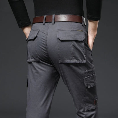 2026 New in Men's Pants Straight Leg Cotton Cargo Trouser Male Stretch Autumn Zipper Multi Pocket Classic Casual Work Wear Army