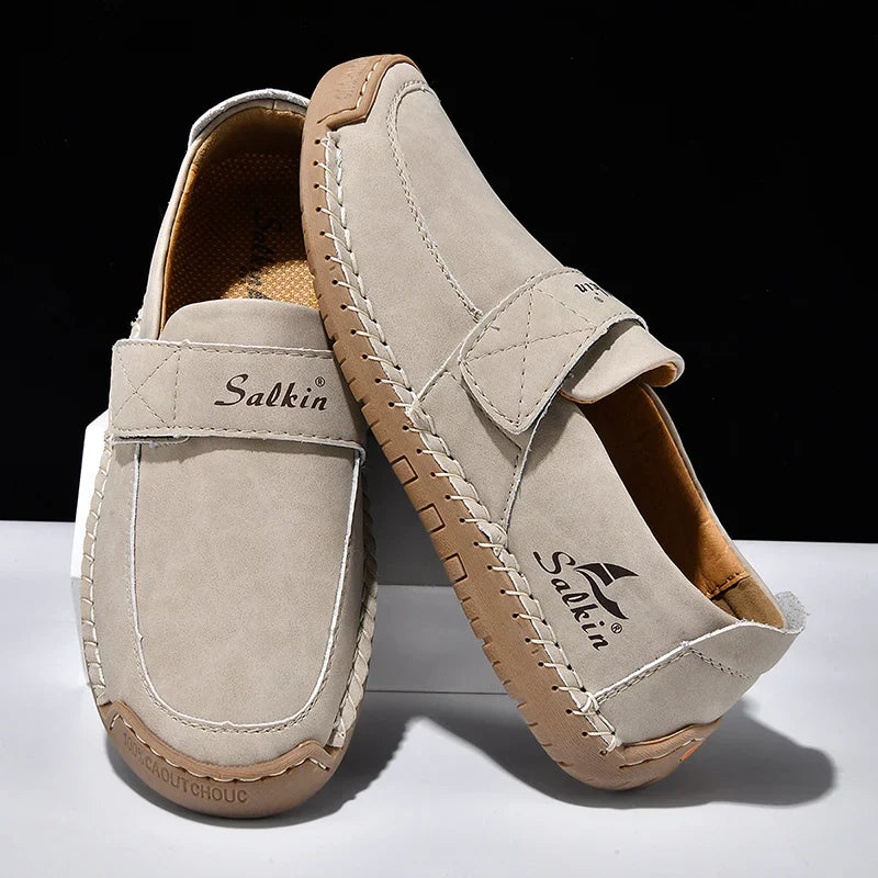 Men's Slip On Loafers Soft Leather Preppy Lightweight Breathable Driving Shoes Non Slip Daily Fashion Casual Outdoor Sneakers