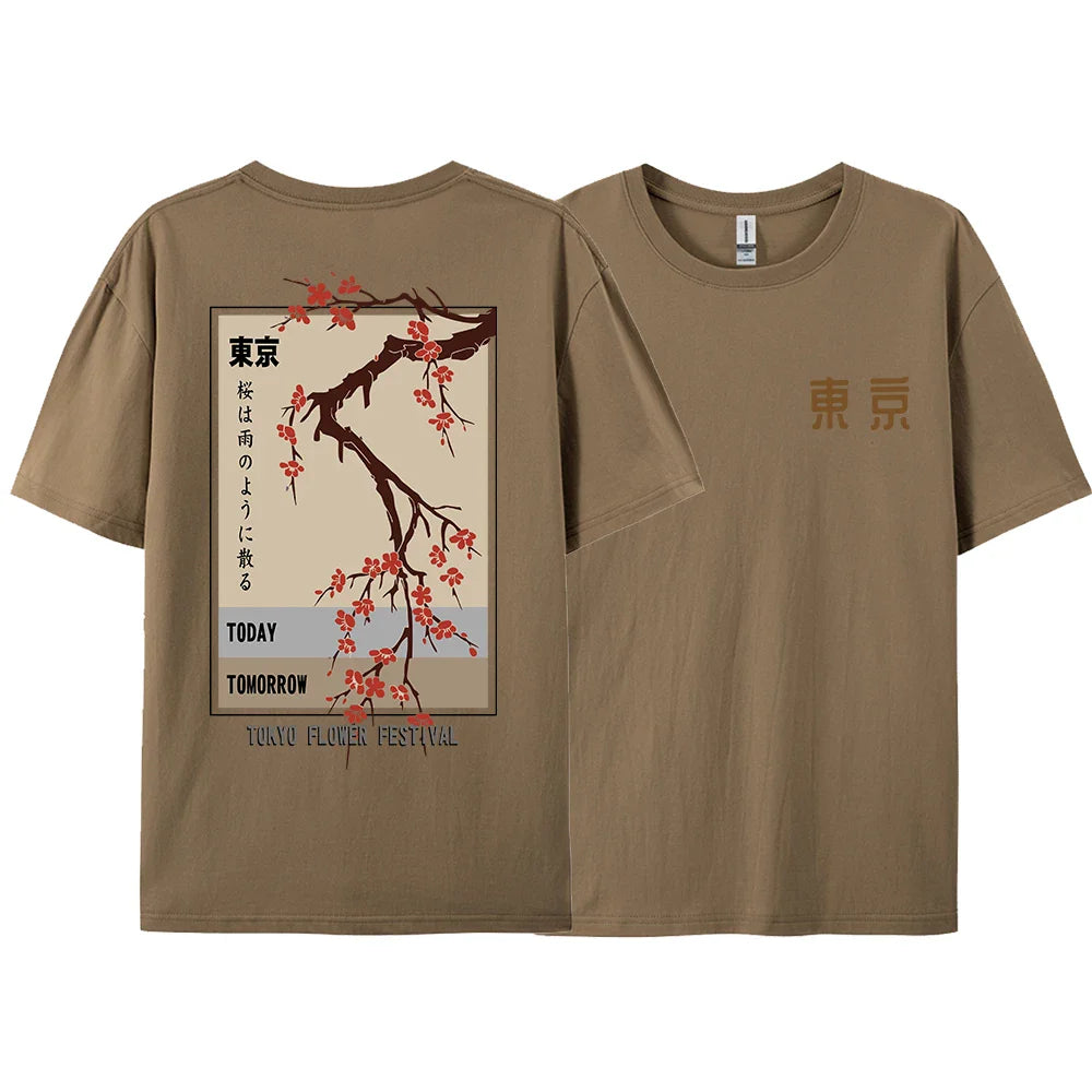 Today Tomorrow Tokyo Flower Festival T Shirt Men Women Fashion O-Neck Tshirts Summer Cotton Tops Loose Street Hip Hop T-Shirts