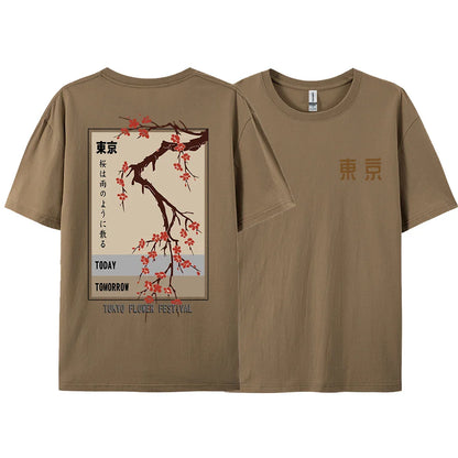 Today Tomorrow Tokyo Flower Festival T Shirt Men Women Fashion O-Neck Tshirts Summer Cotton Tops Loose Street Hip Hop T-Shirts