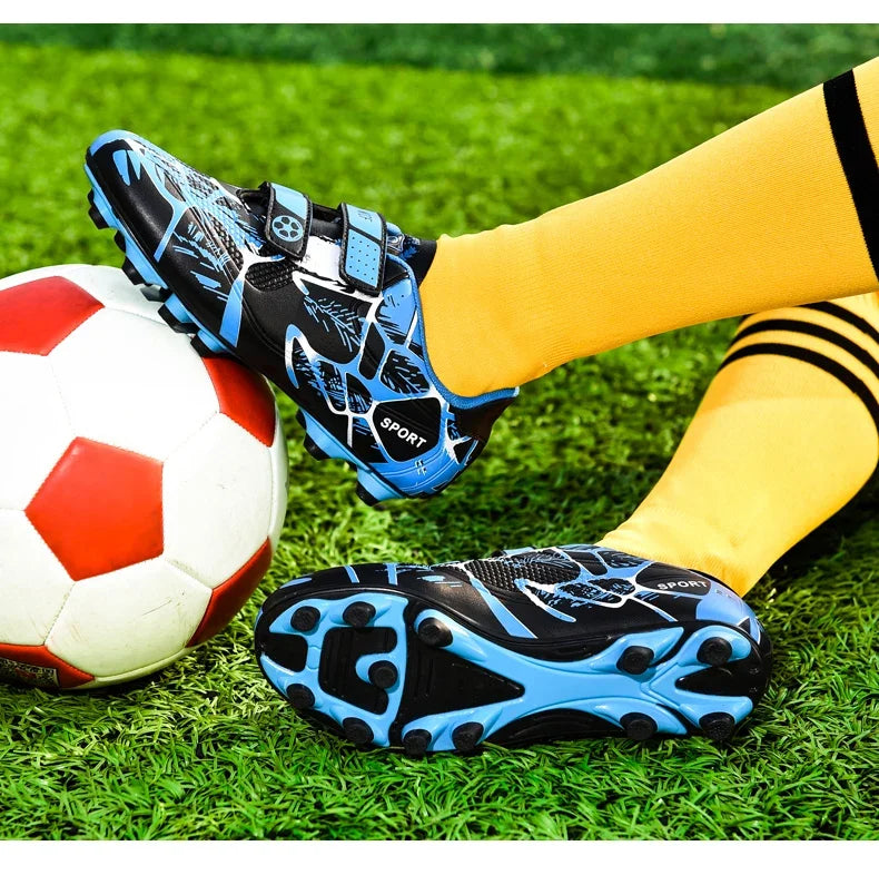 Kids Soccer Shoes Outdoor Non-Slip Football Sports Shoes Boy Training Shoes Child HOOK&LOOP Lightweight Children's Soccer Cleats