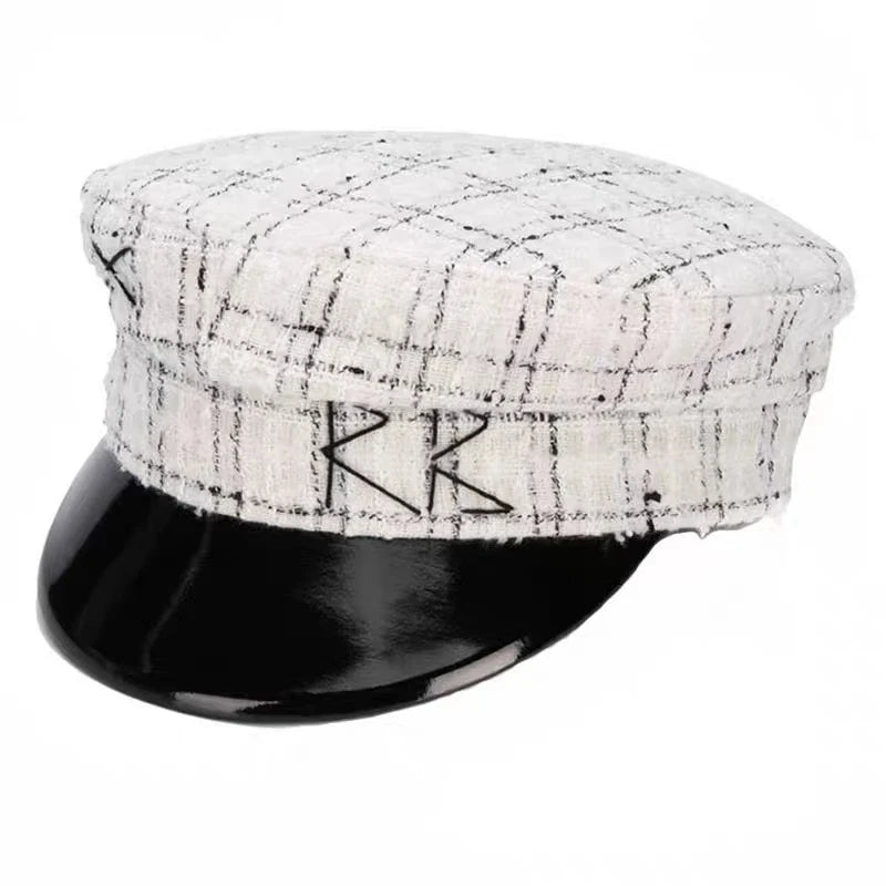 New Winter Women Hats Newsboy Caps Flat letter Militray Caps British Vintage Visor cap