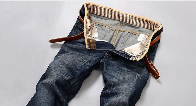 2026 New Men's Jean Spring Autumn Straight Trendy Pants Casual Denim Trousers Men Classic slim Stretch Jeans Fashion