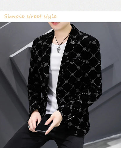 Blazer New Men's Fashion Business Corduroy Gentleman Fit Shopping Outdoor Performance Wedding Banquet Casual Blazer