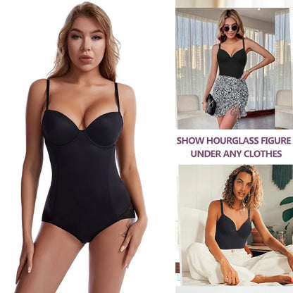 Shapewear Bodysuit for Women Slimming Body Shaper Waist Trainer Sexy V Neck Underwire Bra Jumpsuit Tummy Control Smooth Bodywear