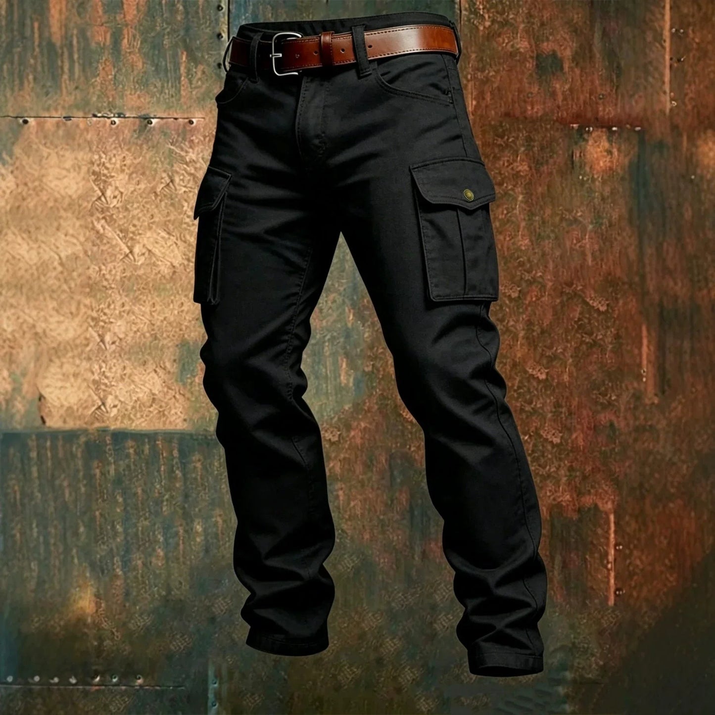 2026 New Large Pocket Loose Overalls Men's Outdoor Sports Jogging Tactical Pants Elastic Waist Pure Cotton Casual Work Pants