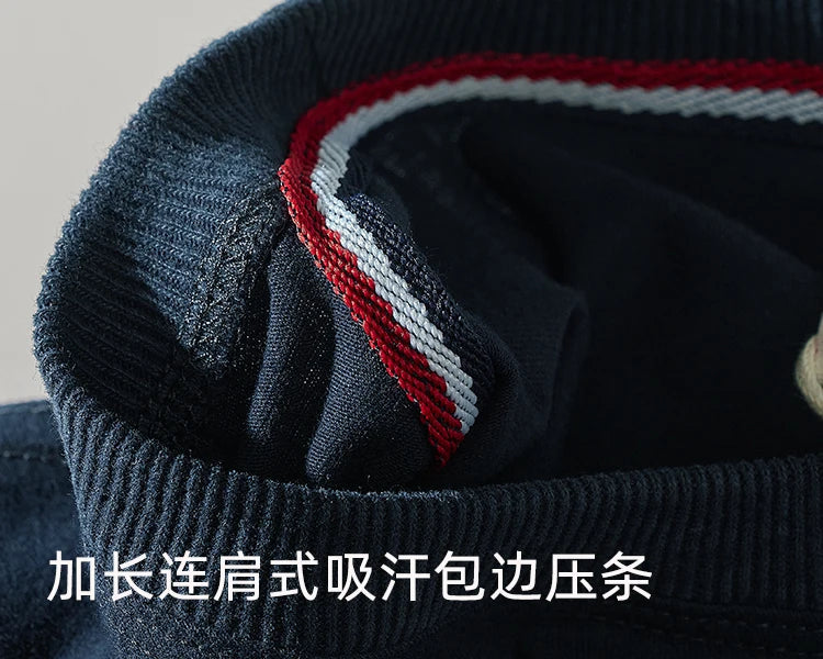 Autumn American Retro Long Sleeve O-neck Solid Color T-shirt Men's Fashion Simple 100% Cotton Washed Old Casual Bottoming Tops