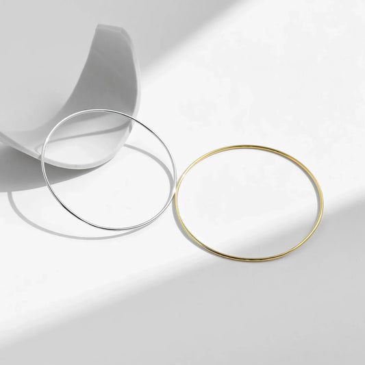 Bracelet jonc minimaliste en argent sterling 925 plaqué platine, empilable pour femmes, bijoux fins