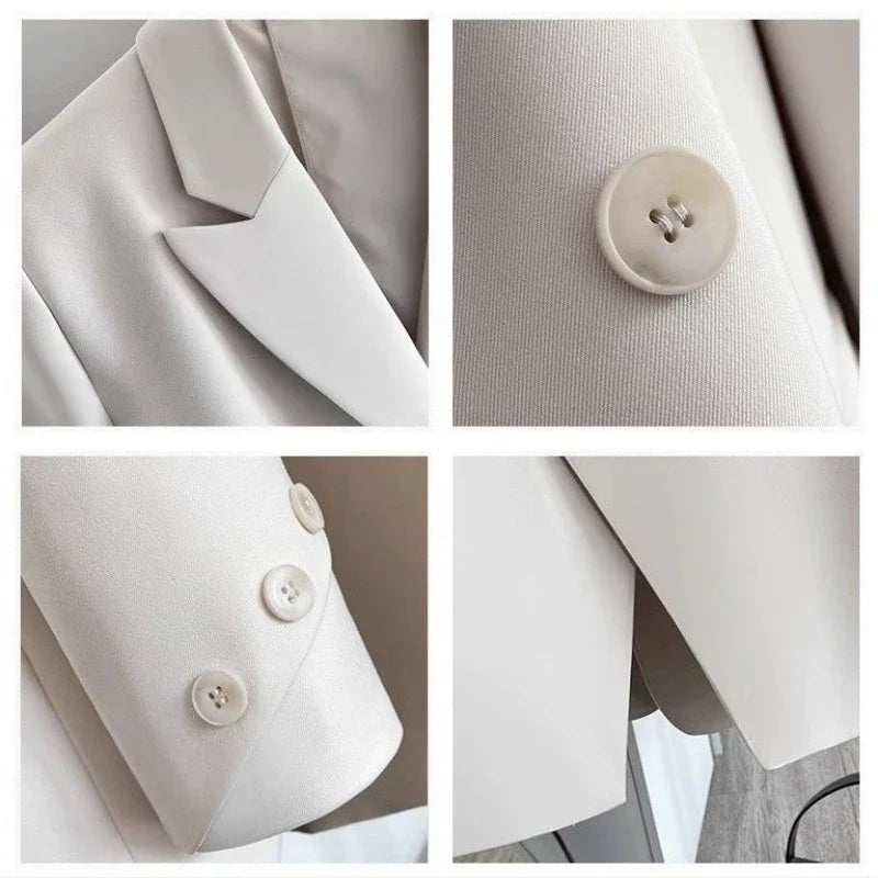 Women Blazers 2025 New Spring Autumn Loose Casual Suit Jackets Double Breasted Suit Collar Fashion Chic Cuff Design Female Tops