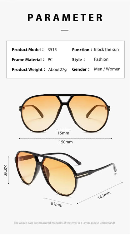 Fashion Designer Inspired Sunglasses Men Women Vintage Oversized Pilot Sun Glasses Retro Gafas Lentes De Sol Hombre Mujer