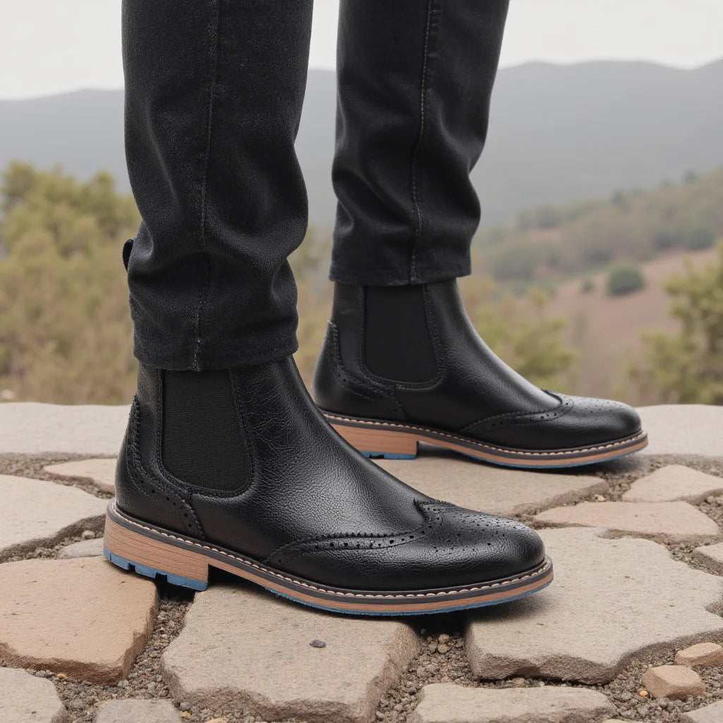 Size 7-13 Brogue Chelsea Men Boots Classical American Style Leather Boots