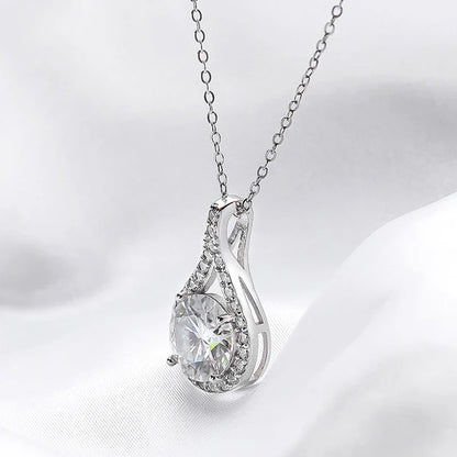 1-5ct Real Moissanite Necklace for Women Sparkling S925 Sterling Silver Jewelry Water Drop Pendant Girls Birthday Gift