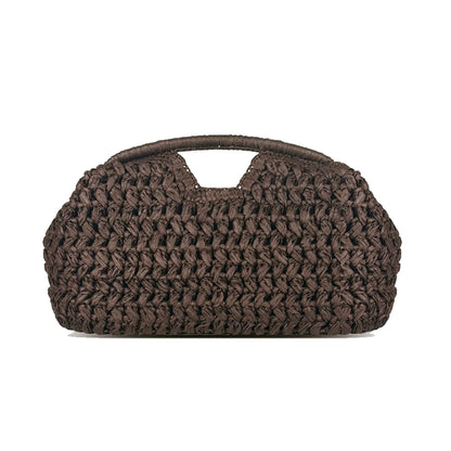 Seaside vacation style grass woven bag, spring and summer new style, European and American high-end feeling, hand-held gold clip