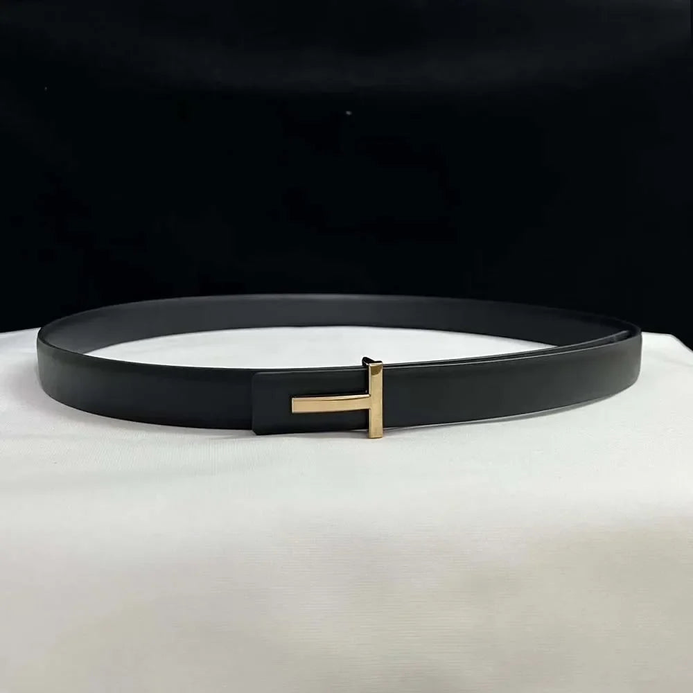 Thin 25mm Women belt Waistband Genuine Leather Cowskin Golden Buckle ladies Belt for Pants Jeans Dress Famous Brand Belt