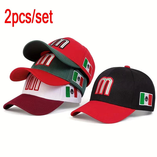 Unisex M Letter Embroidery Baseball Caps Spring Autumn Outdoor Adjustable Casual Hats Sunscreen Hat