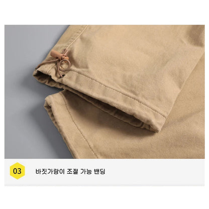 Men's Cotton Work Cargo Pants Tactical Military Hiking Outdoor Pants with 6 Pockets Elastic Waist