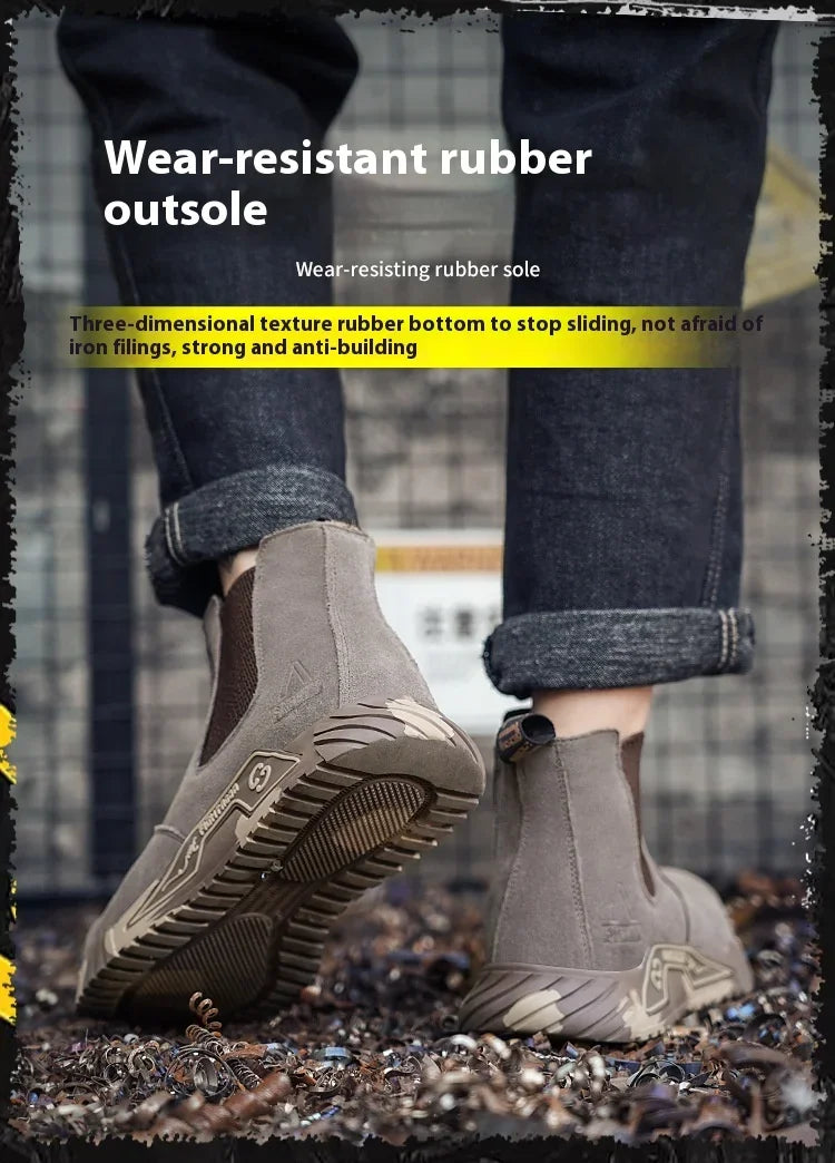 steel toe work boots for men industrial construction work protection shoes anti smash anti puncture safety shoes without laces