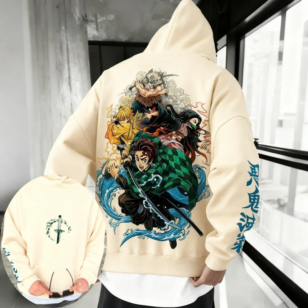 Demon Slayer: Kimetsu no Yaiba Men Hoodie Sweatshirt Japanese Anime Spring Autumn Winter Boy Long-sleeved Parent-child Outfit
