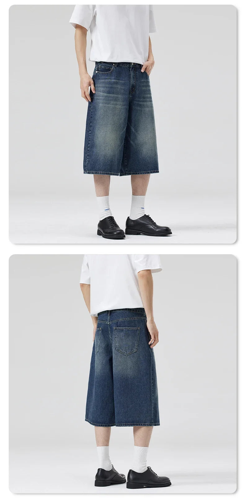 Summer New Fashion Denim Shorts Loose Straight Casual Vintage American Personality Jeans Streetwear Male Short Pants