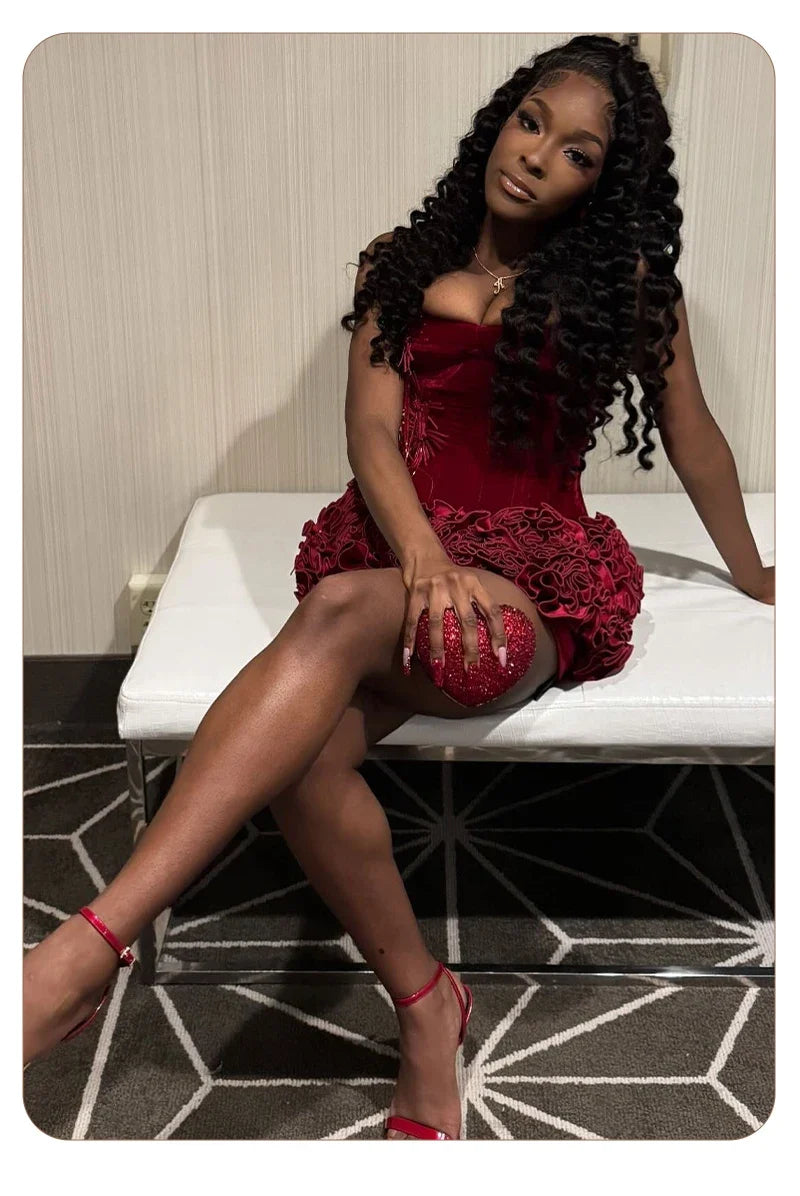 Halter Sleeveless Style Corset Mini Dress with Unique Embellishments for a Special Night Out Evening Gown