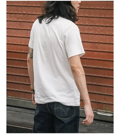 Rugged Bronson Loopwheel Tubular Pocket T-Shirt 220g Slub Cotton Men's Seamless Side Tee Short Sleeve