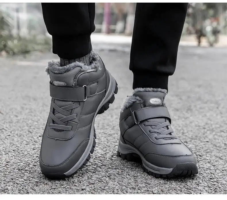 Winter Men Boots PU Leather Snow Boots Man Plush Warm Causal Shoe Waterproof Men Boots High Quality Male Sneakers Ankle Boots