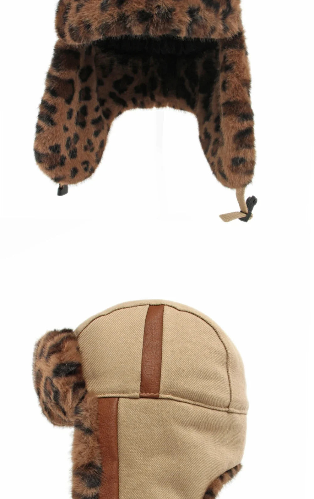 Bomber Hat Men Women Thick Warm Winter Hat Leopard Fur Earflap Cap Male Female Russian Hat Windproof Snow Ski Trapper Cap