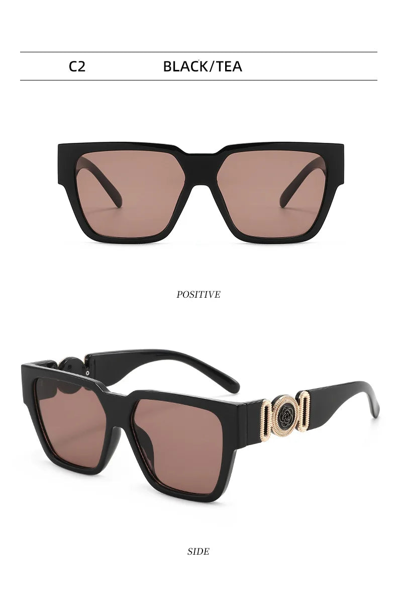 INS 2026 New Fashion Sunglasses Women Wide-leg Sun Glasses Men Trendy Brand Square Oversized Anti Blue Light Flat Mirror UV400
