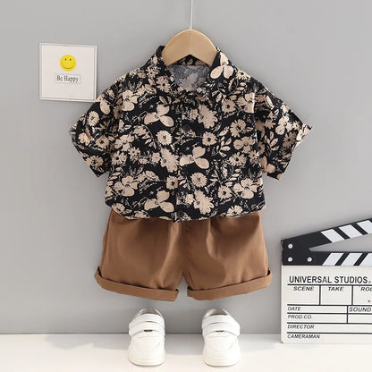 New Summer Baby Boys Clothes Sets Fashion Cotton  Full Printing T-shirts+Tooling Shorts 2pcs Kids Outfits for Infant Tracksuit
