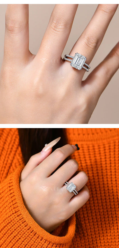 Emerald Cut 5CT Moissanite Diamond Ring for Women Men 11*9mm D VVS1 s925 Silver Wedding Bride Jewelry With Certificate