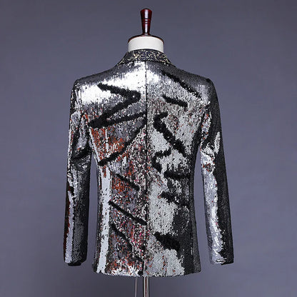 2026 New Men's Red Suit Jacket, Wedding Party Slim Dress Coat, Sequin Decoration Luxurious Blazers Blue Green Terno Masculino