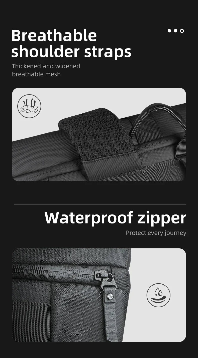 Waterproof Roll-Top Backpack for Men Large Capacity Expandable 17 Inch Laptop Bag Leisure Travel Backpack Hiking Camping Bags
