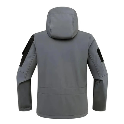 Men Lurker Shark Skin Soft Shell Tactical Jacket Waterproof Fleece Hooded Coat Hunt Clothes Outdoor New Solid Pocket Jacket Men