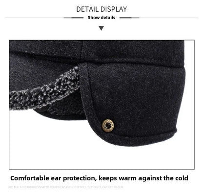 Autumn and Winter New Warm Lei Feng Hat Men's Father Outdoor Leisure Thickened in The Elderly Fleece Hat Baseball Cap Ear Cap