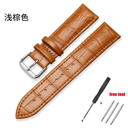 Genuine Calfskin Strap Slub Pattern Watch Accessories 10/12/13/14/15/16/17/18/19/20/21/22/24mm Universal Watchband/