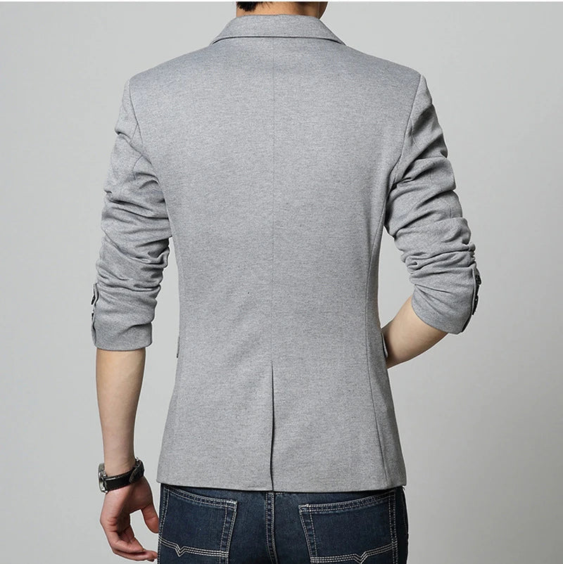 Autumn Brand Men Blazers Slim Fit Casual Suit Jacket Sold Color One Button Korean Style Business Wedding Party Blazer
