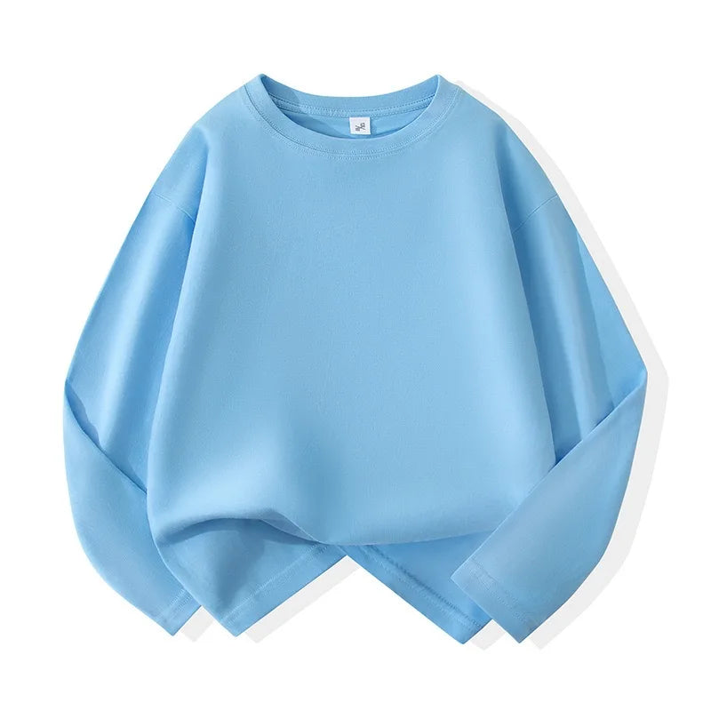 1pcs Spring Autumn Children's Pure Cotton Long Sleeve T-shirts Solid Color Boys Girls Tops Kids Baby Leisure Tee Student Clothes