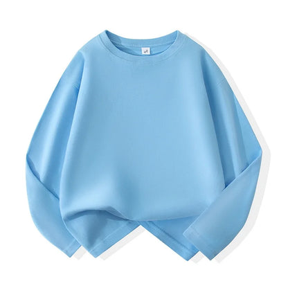 1pcs Spring Autumn Children's Pure Cotton Long Sleeve T-shirts Solid Color Boys Girls Tops Kids Baby Leisure Tee Student Clothes