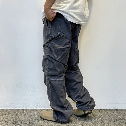 American Streetwear Army Green Cargo Pants For Men High Quality Hip Hop Skateboard Baggy Pants Korean Fashion Trousers Male