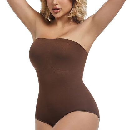 Women Strapless Bodysuits Shapewear Seam-free Tude Tops Bodyshaper Compression Waist Trainer Push Up Butt Lifter Backless Shaper