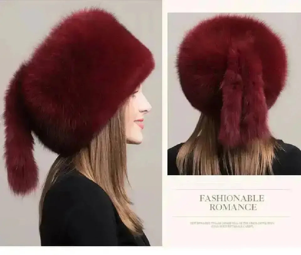Real Fox Fur Hat For Women Winter Ear Protection Genuine Fur Hat Russian Natural Fur Bomber Hat Outdoor Thicken Warm Fur Caps